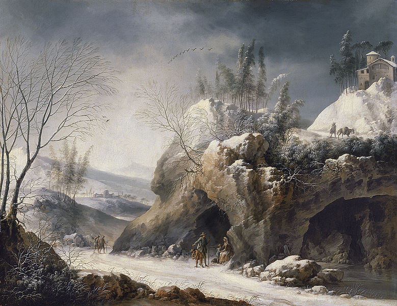 Winter Landscape with Peasant Family by Foschi. Wikipedia