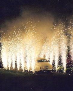 Celebrate car in fireworks
