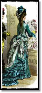 Victorian gown bustle stripes