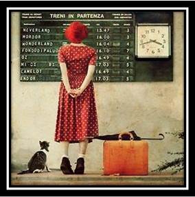 Girl n Cat at Train Station