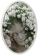 Stone Planter Flowers Face