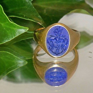 Signet ring, blue stone coat of arms