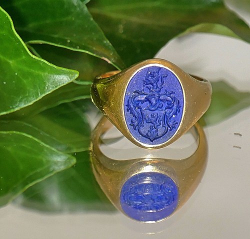 Signet ring, blue stone coat of arms