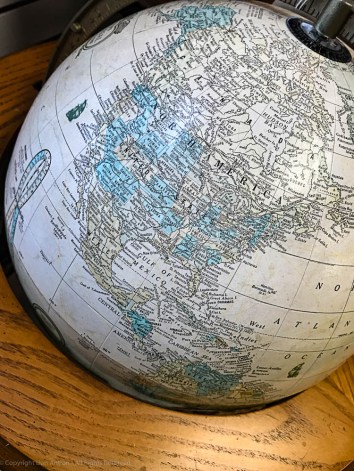 Antique globe showing the Mississippi Delta, by Dan Antion