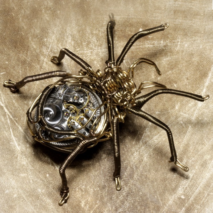 Steampunk Clockwork Spider Brass and Copper Wire Sculpture made by Daniel Proulx