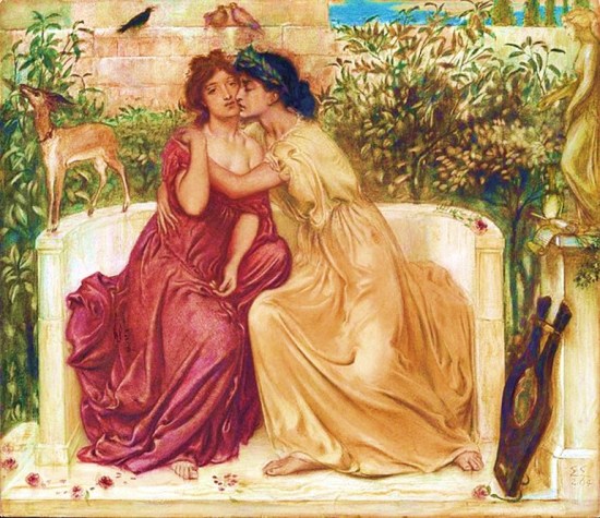 Sappho and Erinna in a Garden at Mytilene, Simeon Solomon 1864, Wikipedia