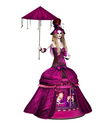 PINK Steampunk girl umbrella-2 facing Ractapopulous Pixabay