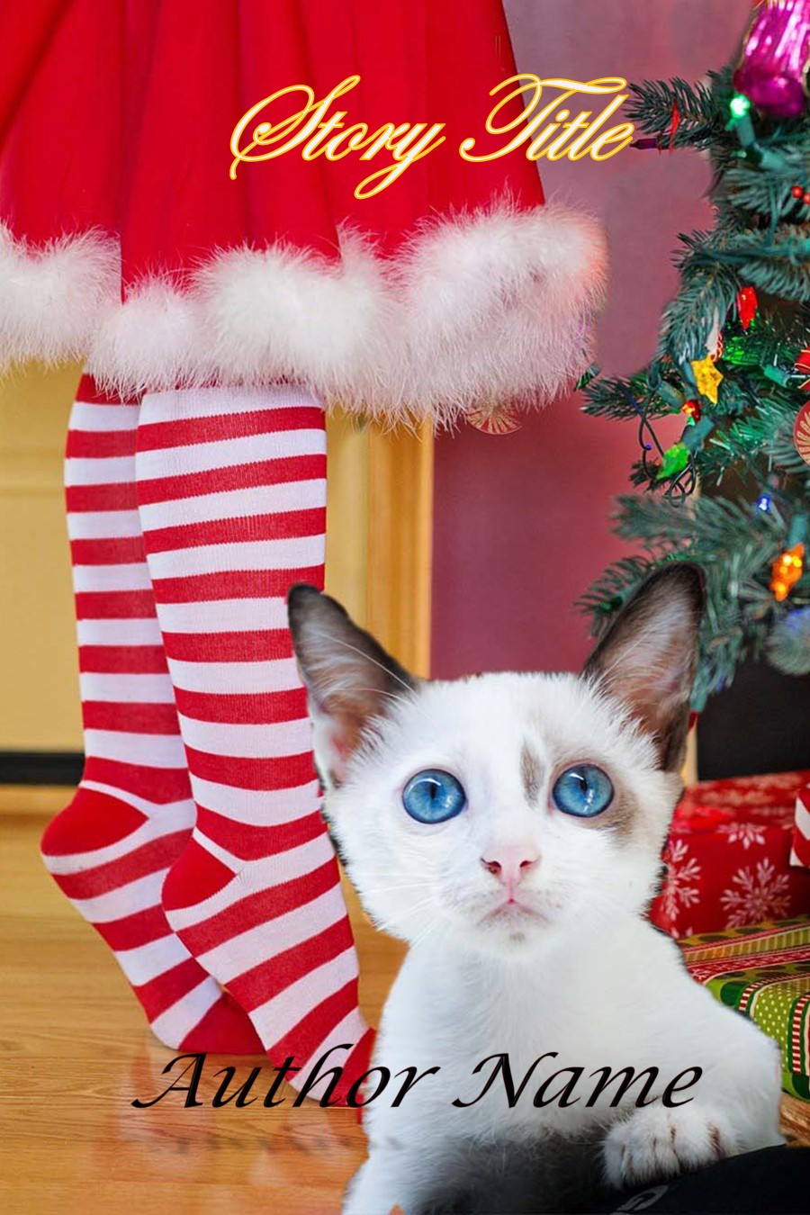 Group II. Christmas Kitten, Blue Eyes, Stripe Stockings