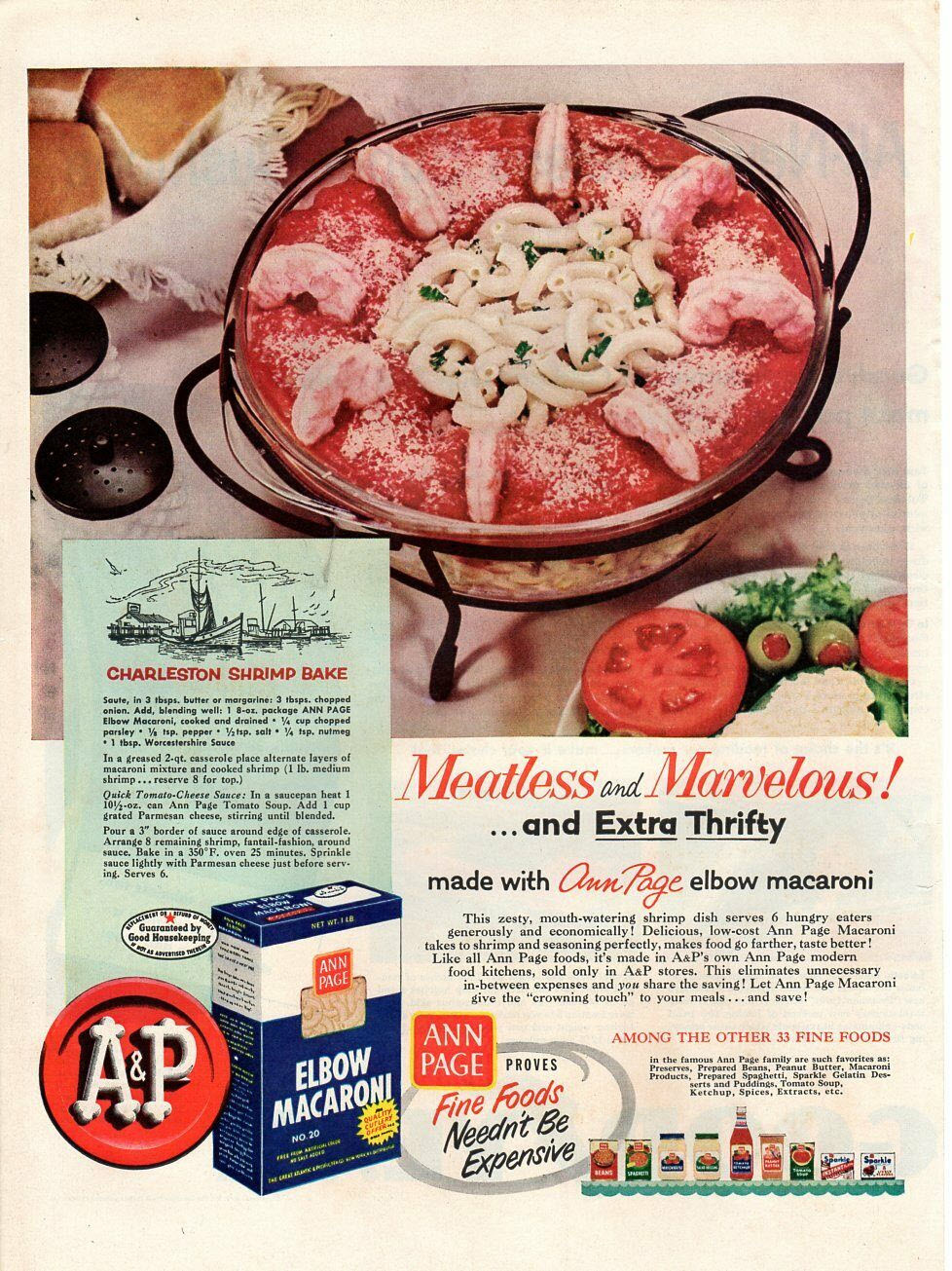 Meatless Shrimp A&P vintage ad