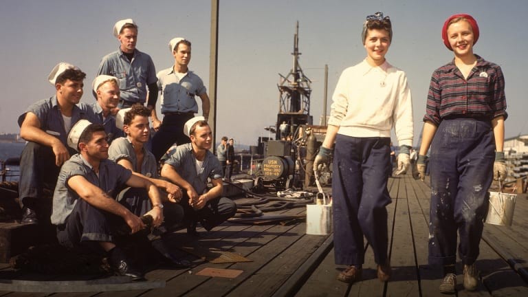 2 Women Working Naval yard Life Magazine 1940s
