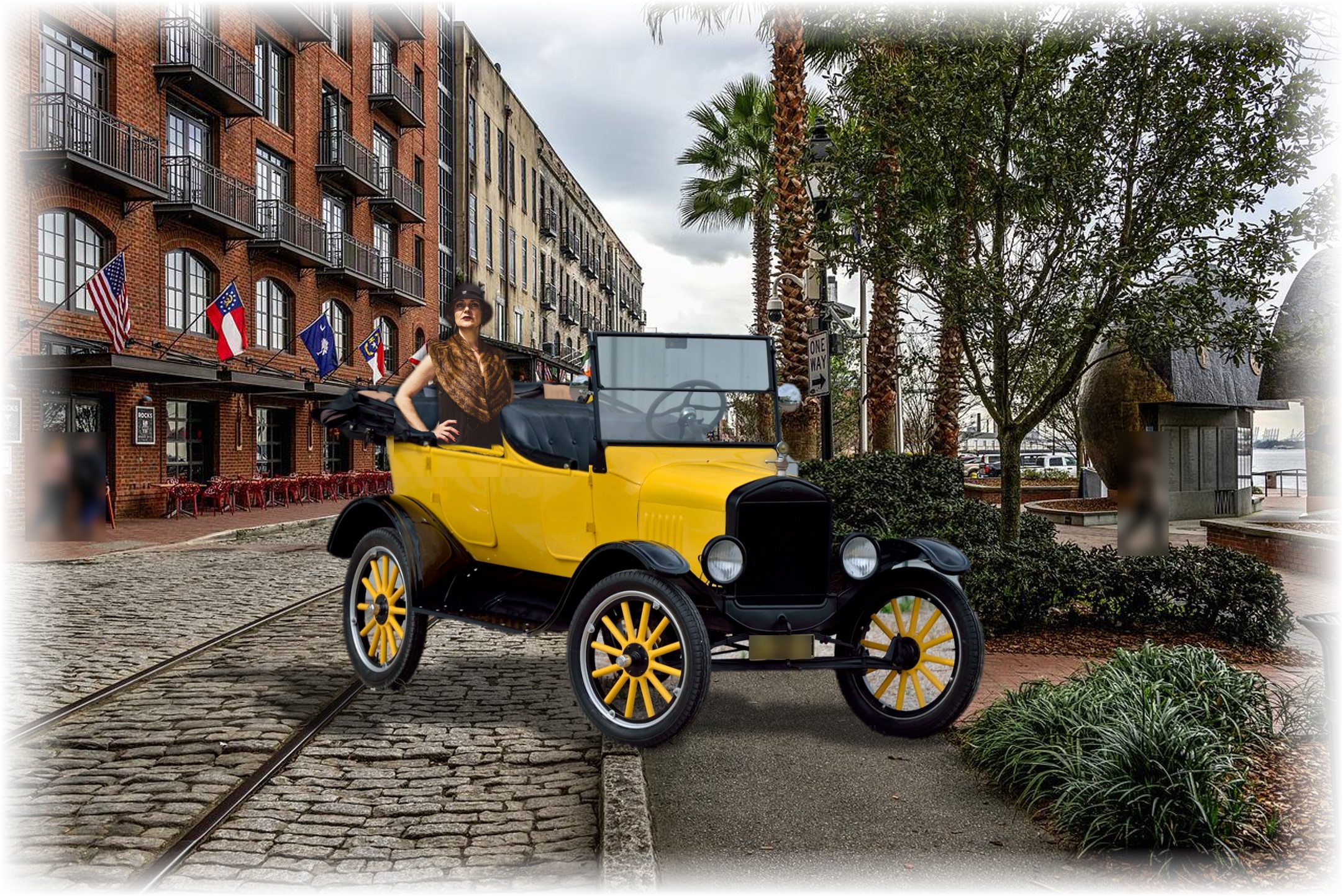 Image collage by Teagan, River St, Savannah, GA & 1924 Model T Phaeton