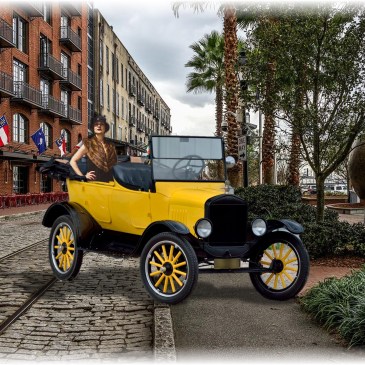 Image collage by Teagan, River St, Savannah, GA & 1924 Model T Phaeton