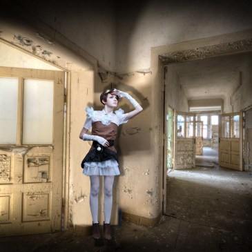 Steampunk girl Peeling paint doors by Teagan