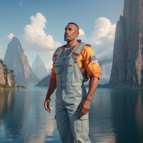 Enoch Metatron overalls looking away CGI