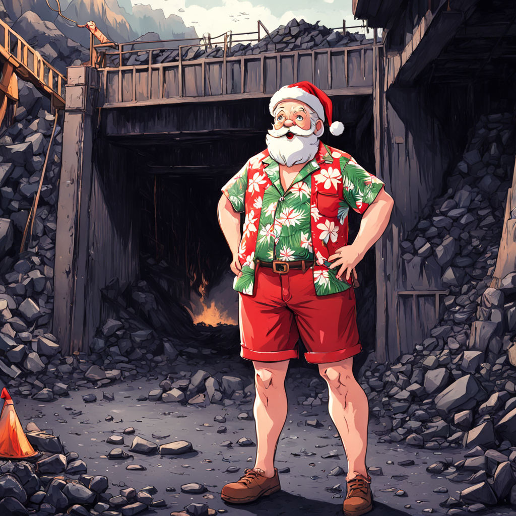 Summertime Santa at mine entrance, Teagan via Playground