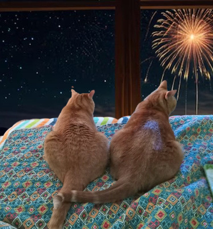 Velma and Daphne looking out the window at New Year's fireworks