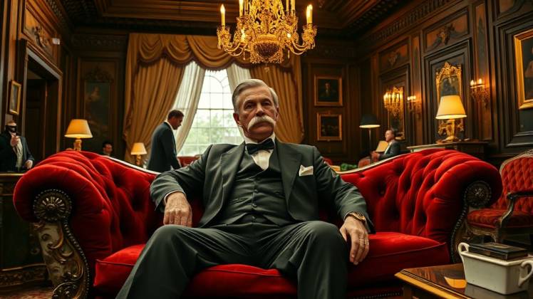 1900s man reclines on velvet settee Teagan via Night Cafe