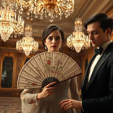 1900s woman with fan and man ballroom Night Cafe