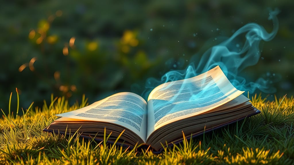 blue magic streams from old book, by Teagan via Night Cafe