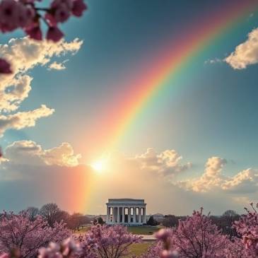 Rainbow n cherry blossoms at Washington DC Teagan via Night Cafe