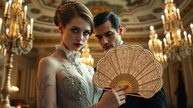 Young woman fan and man, by Teagan via Night Cafe