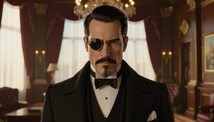 1905 Man with monocle in office by Teagan via Night Cafe