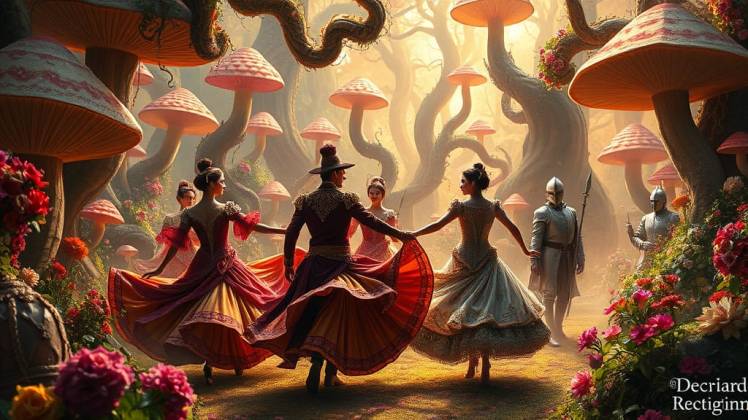 Bolero dancers under mushrooms Wonderland