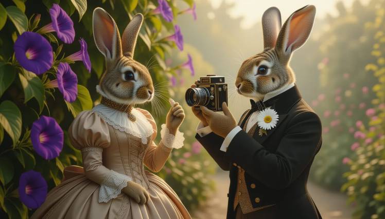 Bunny Victorians lady and photographer by Teagan via Night Cafe