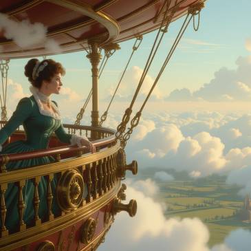 Adult woman on dirigible by Teagan via Night Cafe