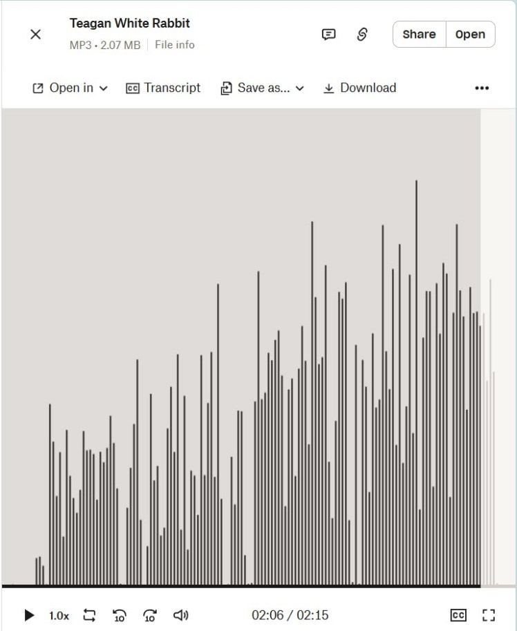 White Rabbit Voice Volume Graph from Teagan's recording of the song