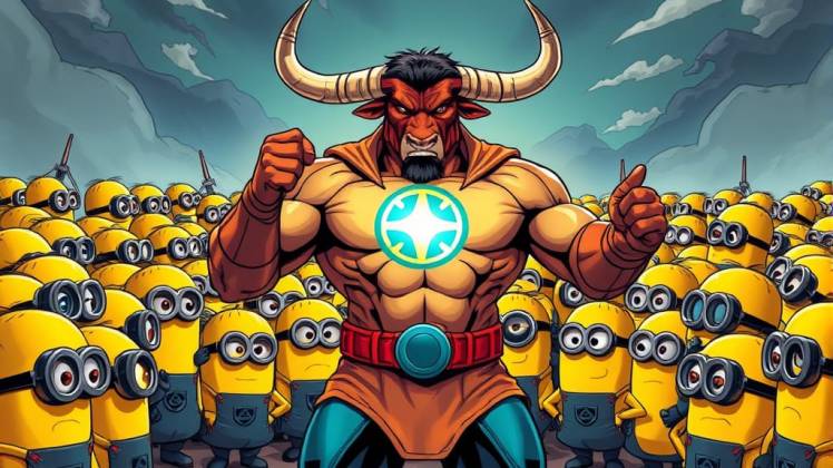 Ox Superhero with Minions