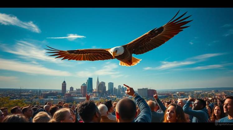 Bald Eagle Flying over Nashville people by Teagan via Night Cafe