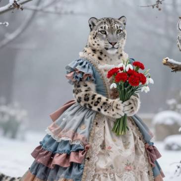 Snow-Leopard Victorian carnations owl by Teagan via night cafe