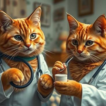 2 Ginger cats are doctors in a bedroom by Teagan via Night Cafe