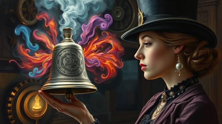 Steampunk woman with magic bell by Teagan via Night Cafe