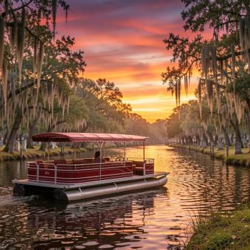 Pontoon boat on Bayou gravestone hat by Teagan via Night Cafe