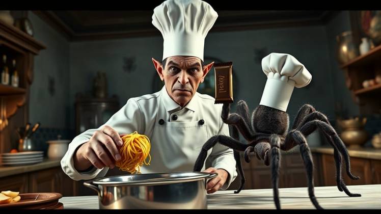 Vampire is Italian chef with spider assistant by Teagan via Night Cafe