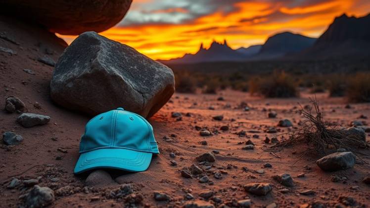 Aqua-blue cap in dry arroyo by Teagan via Night cafe
