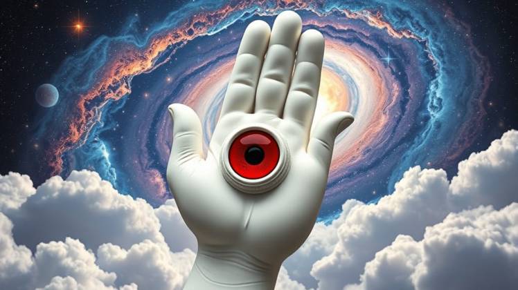 White Hamsa Hand with camera eye by Teagan via Night Cafe