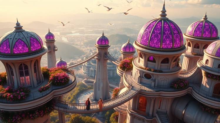 Purple dome utopia city by Teagan via Night Cafe 2026