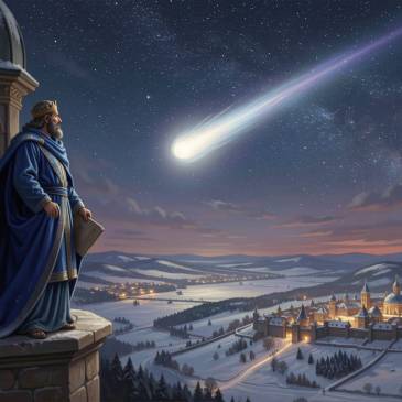 King on tower snow covered kingdom by Teagan via Night Cafe