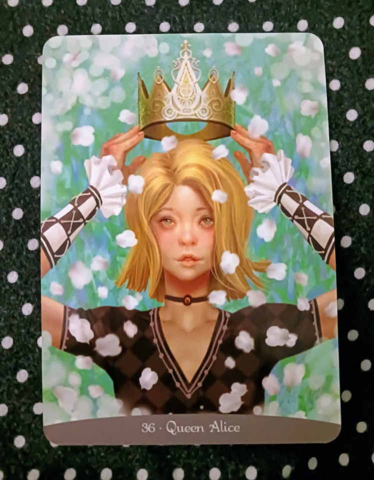 Queen Alice_Alice Wonderland Oracle card by Paolo Barbieri