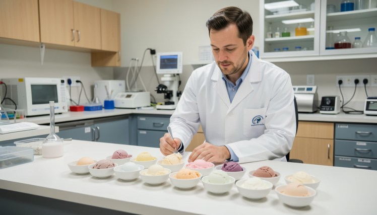 man pro ice cream taster in laboratory by Teagan via Night Cafe
