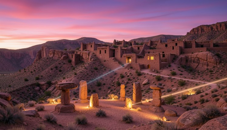 Magic stones below an abandoned pueblo by Teagan via Night Cafe
