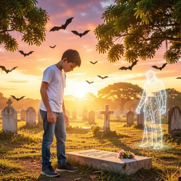Puerto Rico golden sky Graveyard boy bats by Teagan via Night Cafe
