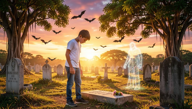 Puerto Rico golden sky Graveyard boy bats by Teagan via Night Cafe